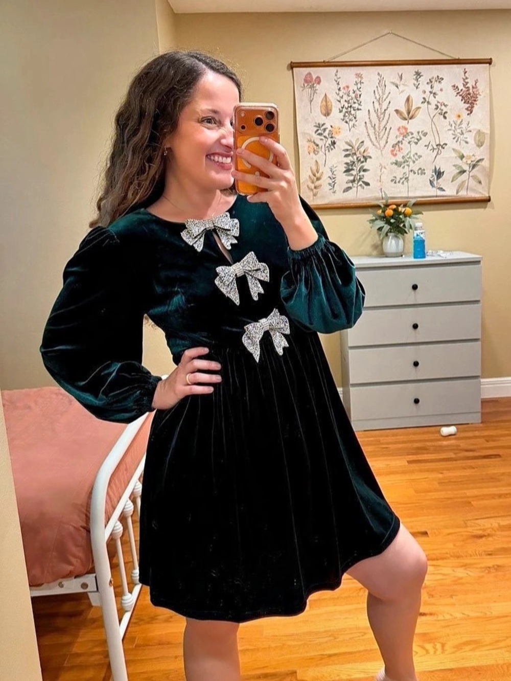 Tuckernuck Sugar Lips Bow Detail Velvet Dress Velvet Bow Mini Dress Size Small N